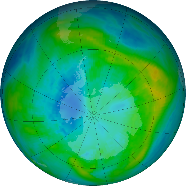 Antarctic ozone map for 10 April 1980